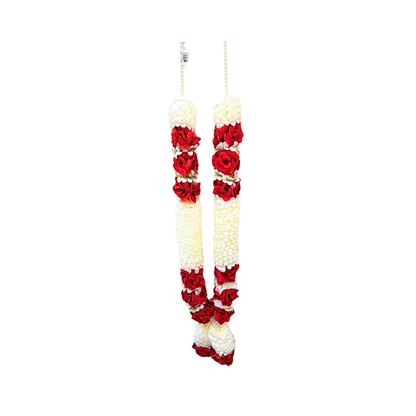 Garland 30 inch  red rose with white floral and pearls (MOQ=dz)