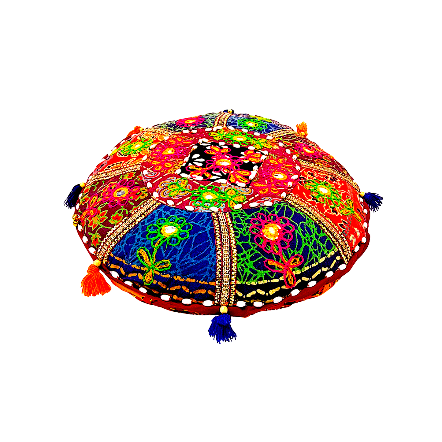 Rajasthani cushion Pillow round , 16"wide x 3" high (MOQ=ea)