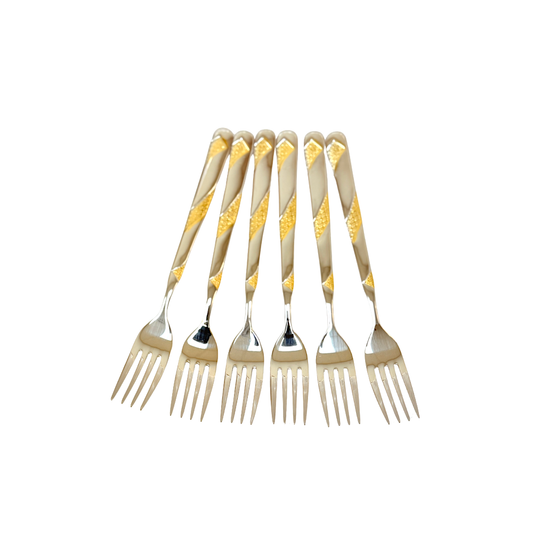 Dessert Fork (6pk) Gold trim  18/10 steel (MOQ=6pc)