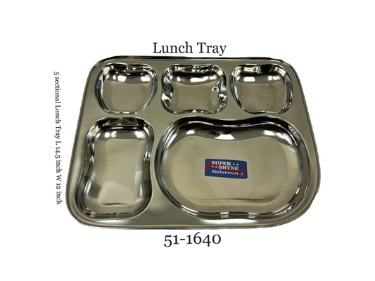 Super shyne 5 compatment sectionl lunch tray 14" by 12.5  (MOQ=ea)