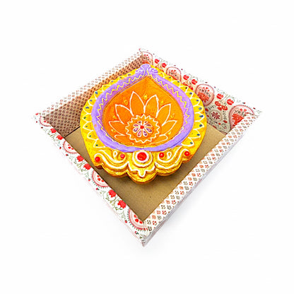 1 pc Happy Diwali Akhand Diya, colorful  assorted designs (MOQ=ea)
