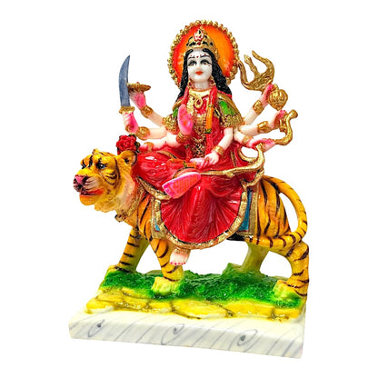 Durga, colored and gold, marble dust 12" (MOQ=ea)
