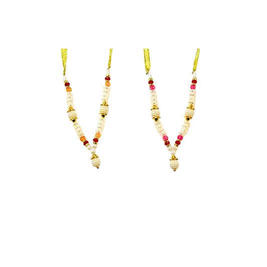 Garland 4 inch for statue with pearl and ruby (assorted colors) (MOQ=dz)