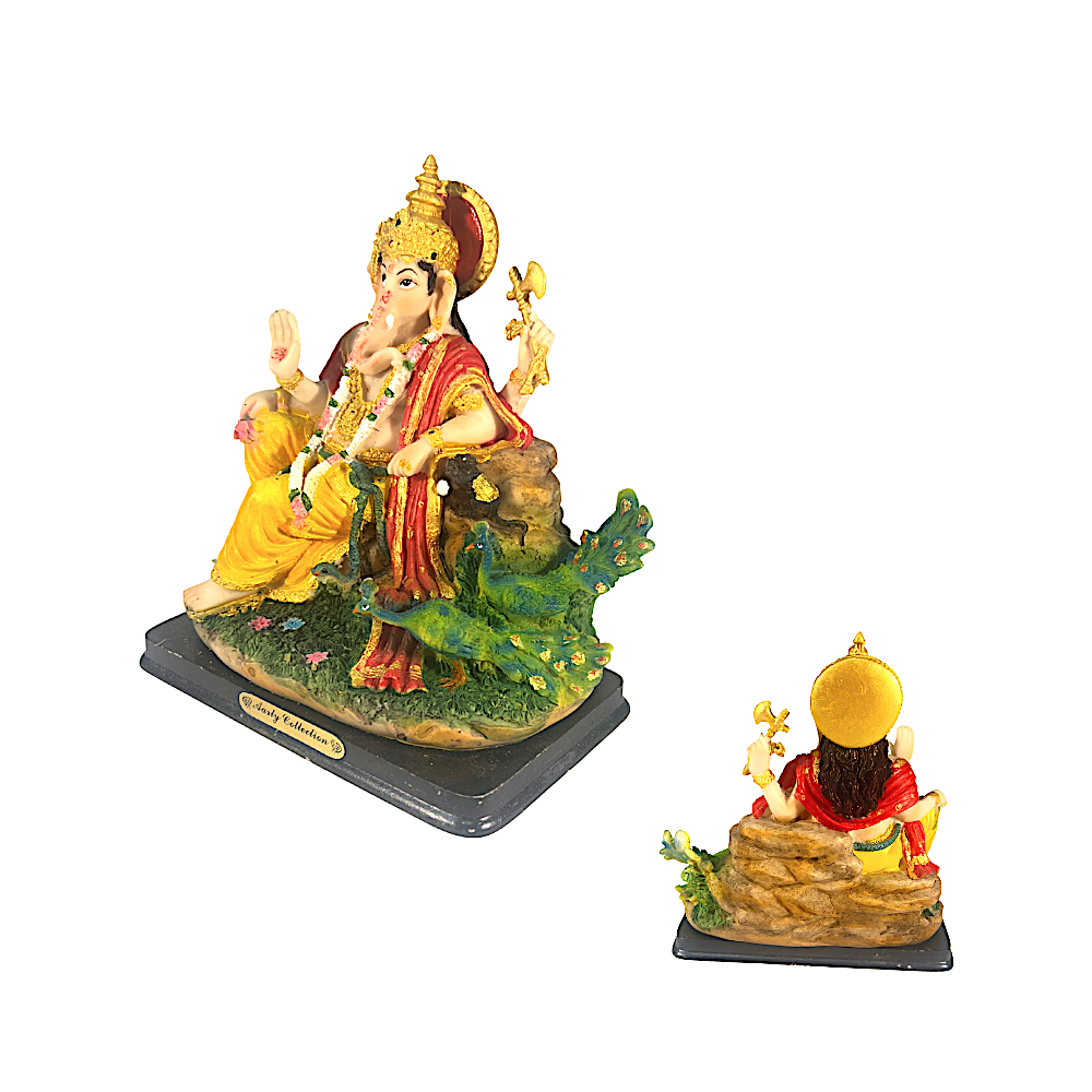 Ganesh sitting wi peacocks 7.5"   (8346) (MOQ=ea)