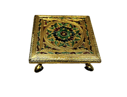 6" square Brass Meena (handwork)80752266666 (MOQ=ea)
