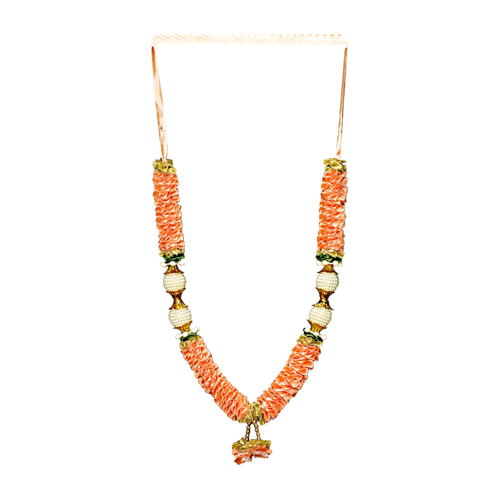 Garland 12 inch with gold or pear stops and ruffles (red, orange, pink, peach, carrot red) (MOQ=dz)