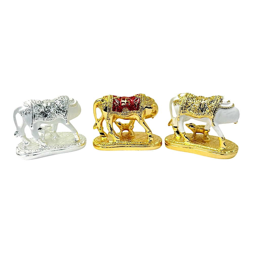 Cow with calf, gold and red/Silver, 3 inches MOQ=ea)