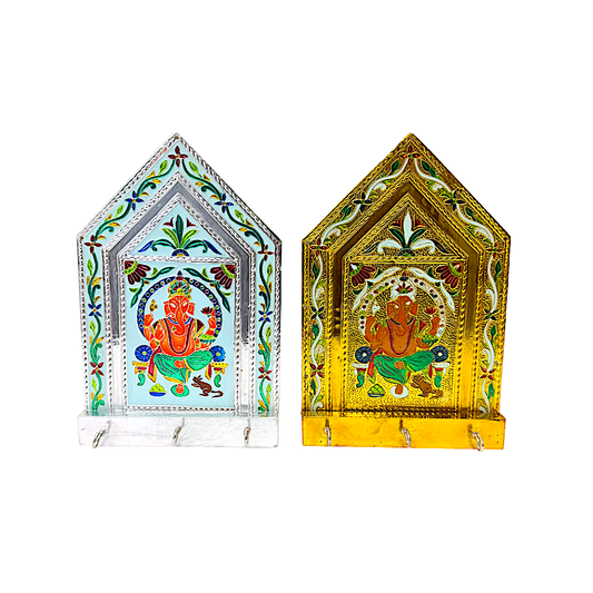 Ganesh key holder brass meena (MOQ=ea)