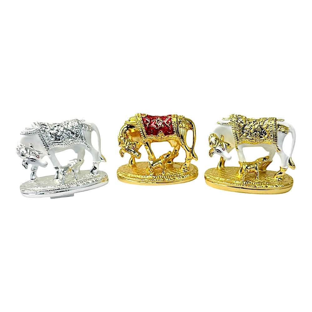 Cow with calf, gold and red/Silver, 3 inches MOQ=ea)