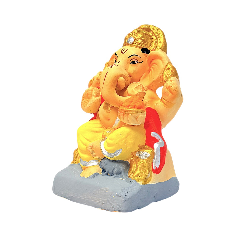Eco-Friendly Clay Ganesha, color and gold 6" (MOQ=18 pcs)