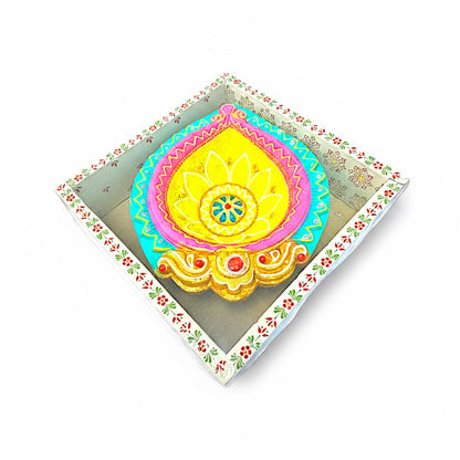 1 pc Happy Diwali Akhand Diya, colorful  assorted designs (MOQ=ea)